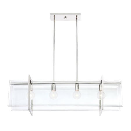 Designers Fountain Ethan 4 Light Transitional Polished Nickel with Clear BeveLED Glass Shades Chandelier 93638-PN